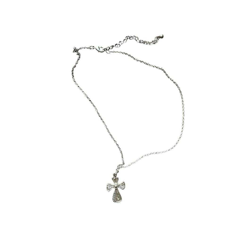 Silver Cross Necklace 18" Length